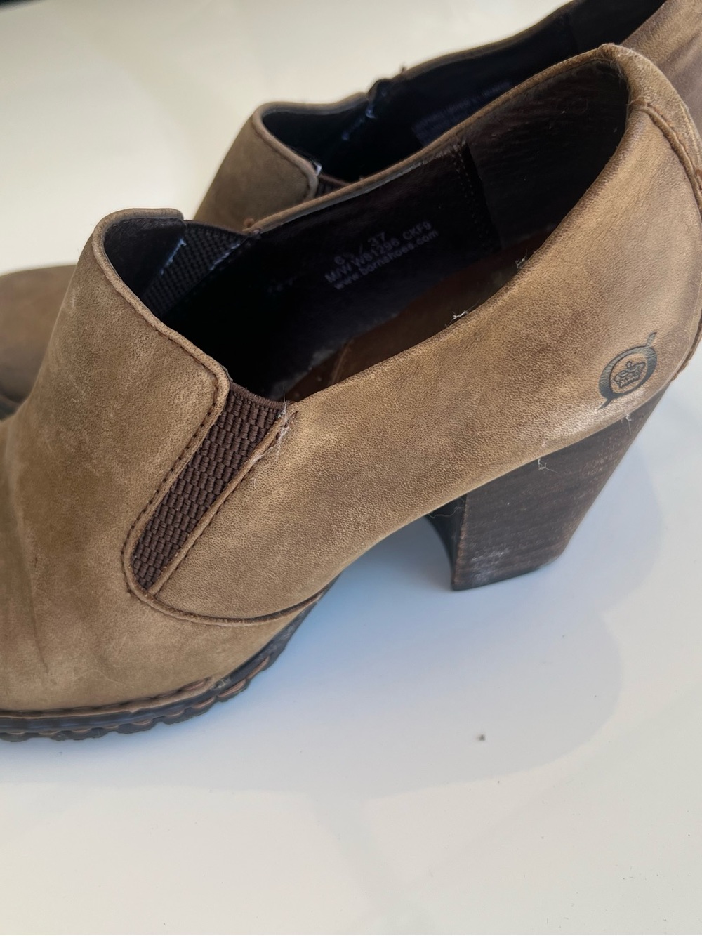 Born Brown Suede Block Heel Ankle Booties - Picture 3 of 4